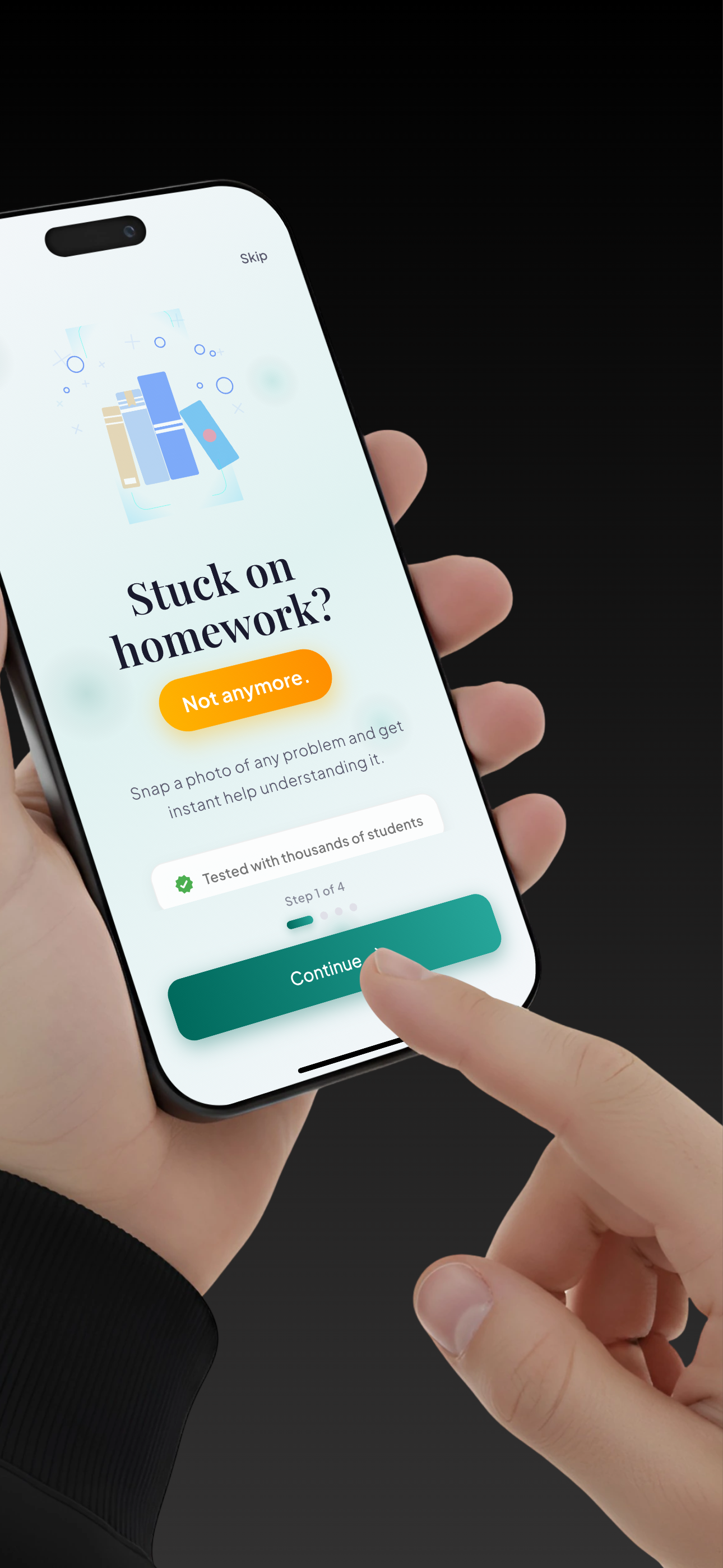 Dualis onboarding screen - Stuck on homework? Not anymore!